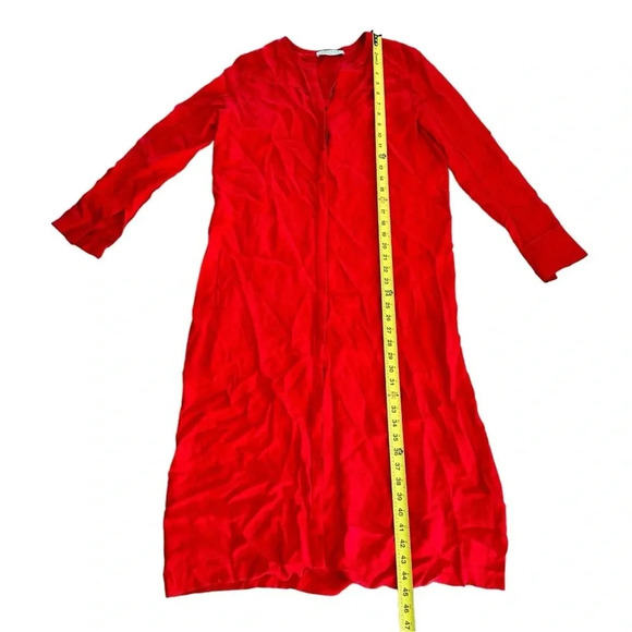 Sandro Paris Red Dress Midi V-neck long sleeve Floral FR 1 / Small US RTR - Picture 9 of 16